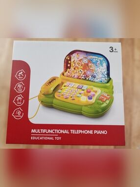 Multifunctional Telephone Piano Toy in Lime Green and Yellow